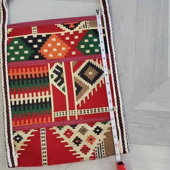 New Boho Aztec Southwestern Ethnic Weave Colorful Multicolor Large Shoulder Bag - Picture 6 of 10